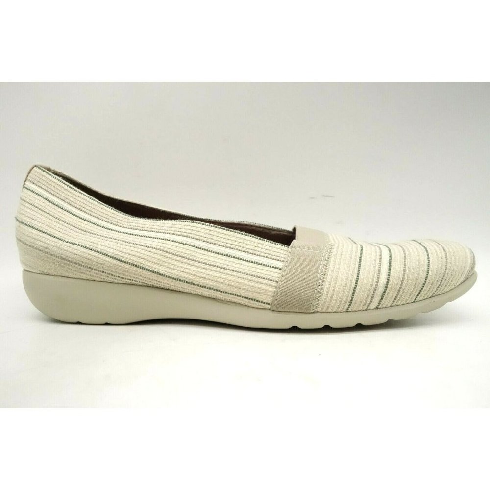 Munro American Cream Striped Slip On Walking Wedge Loafers Shoes Womens 9.5 M